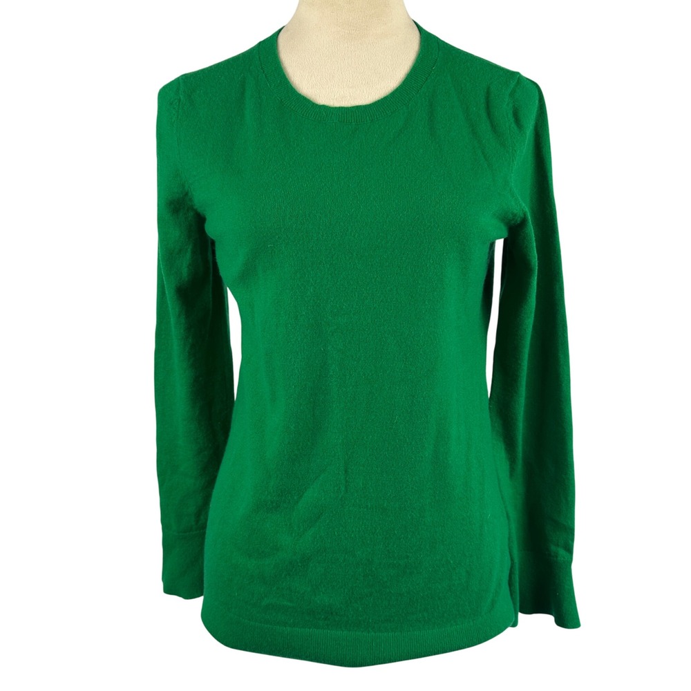 Talbotsā Womens Small Green Crew Neck Button Back Pullover Sweater Lambswool